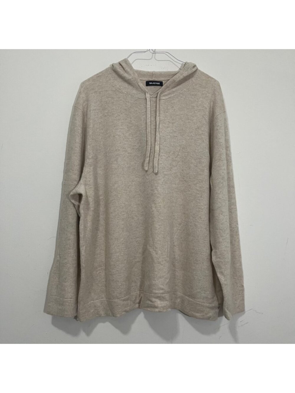 Naadam Sz 2X Signature 100% Cashmere Hoodie Sweater Pullover Beige *Small Holes - Picture 4 of 14